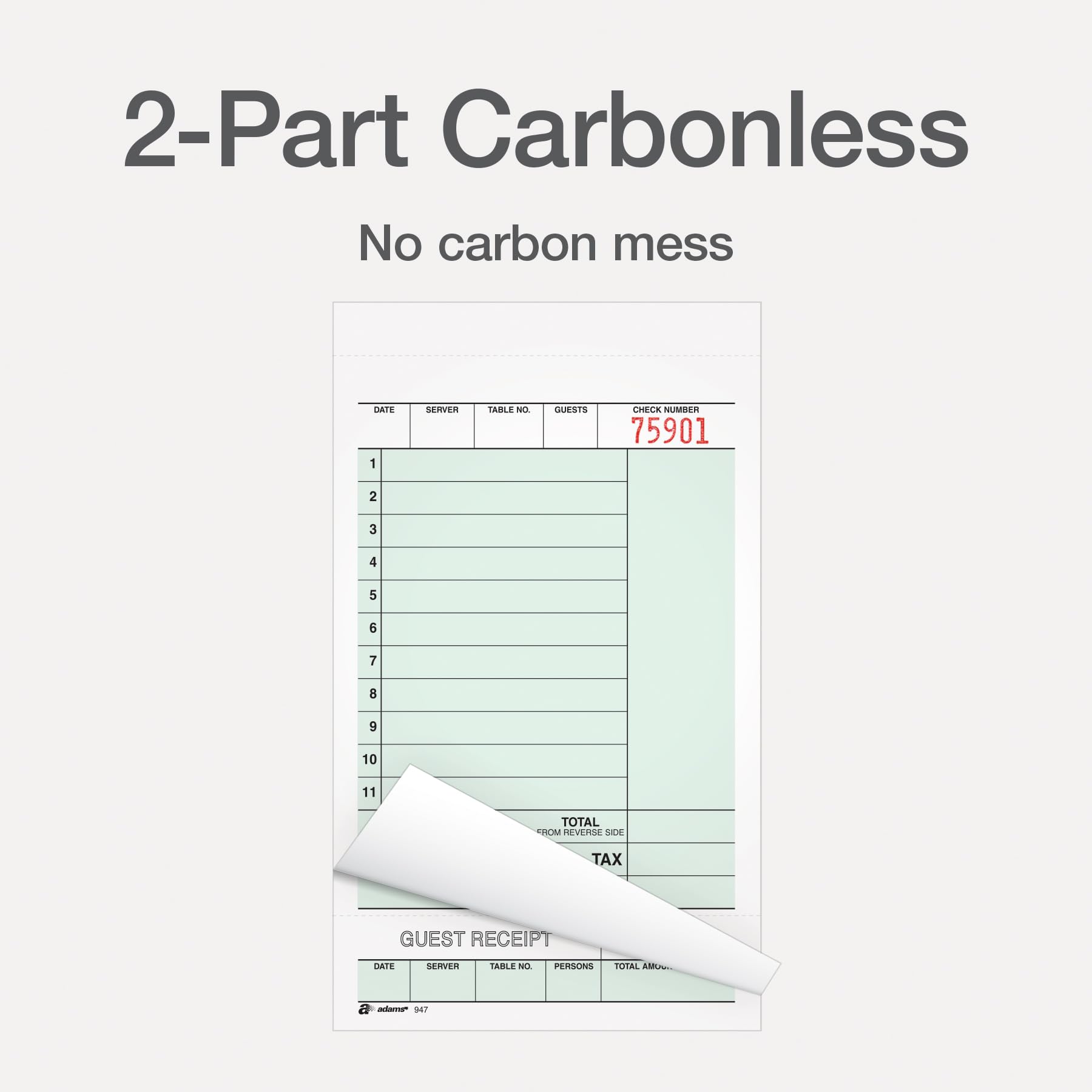 Blocchetti Controlli Adams, 2 Parti, Senza Carbone, Bianco/giallo, 50 Fogli Per Blocchetto, Confezione Da 10 - Per Ristoranti E Bar - Foto 10