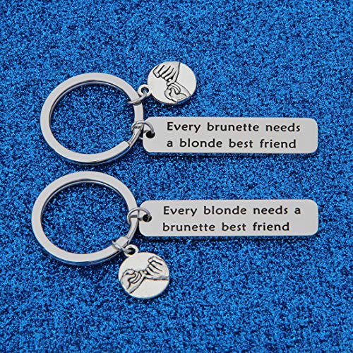 WUSUANED Every Brunette/Blonde Needs A Blonde/Brunette Best Friend Keychain Set Back to School Gift for BFF2