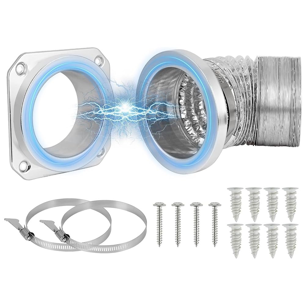 Hndhbfgrt DV180 Magnetic Dryer Vent Connector Kit with 3.3ft Hose& Clamps, Aluminum Alloy Shell Design