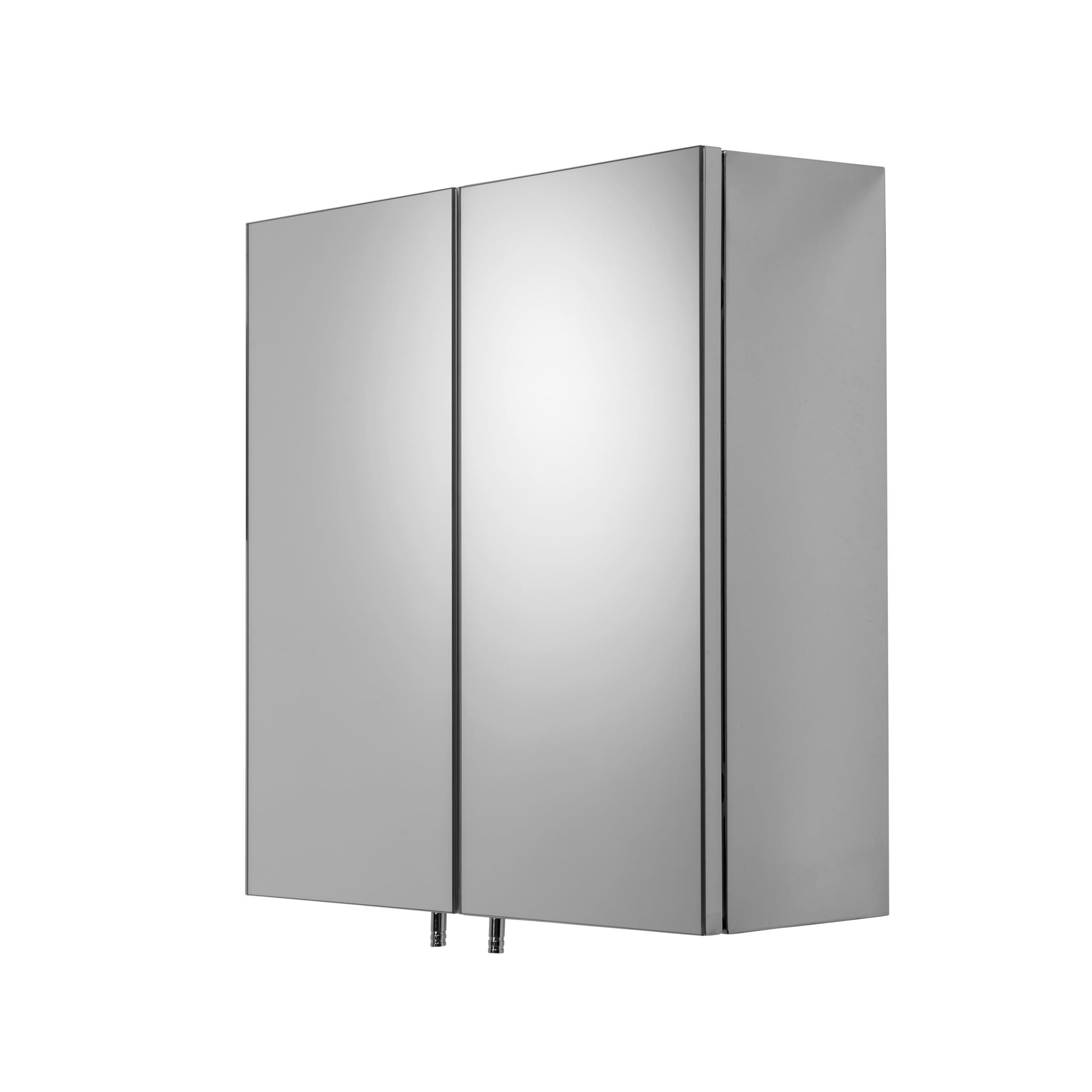 Croydex Avon Slimline Double Door Medicine Cabinet - Small Stainless Steel Bathroom Wall Cabinet - Easy to Install with Flexi Fix Bracket and Internal Shelf (43x44cm)