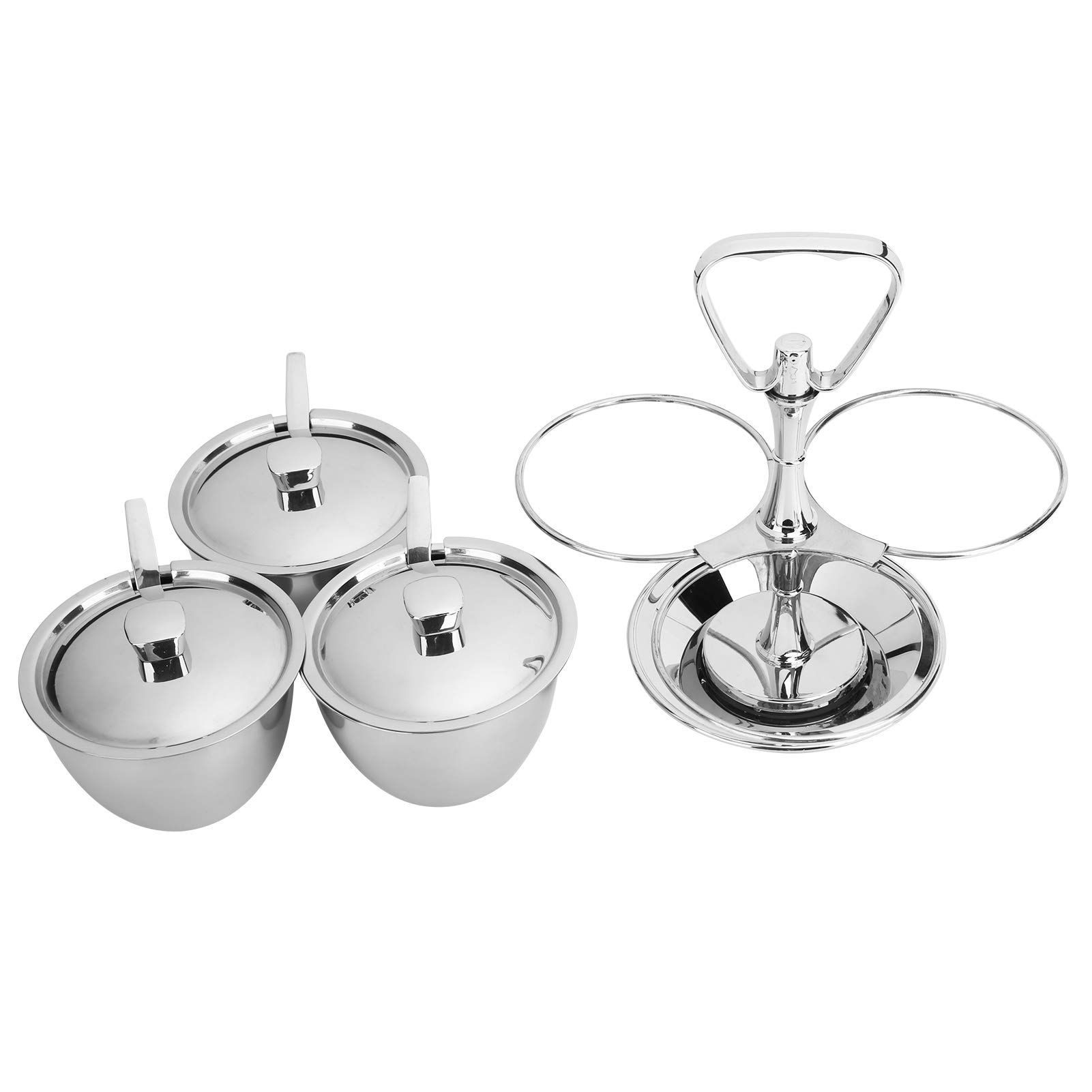 Organizador de soporte para condimentos para encimera de cocina, ollas para condimentos giratorias de acero inoxidable, juego de condimentos, azucarero