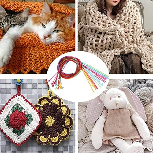 Aeelike Plastic Tunisian Crochet Hooks Set Extra Long, Set of 12 Size Afghan Tunisian Crochet Hooks with Cable, Tunisian Crochet Starter Kit, 120 cm Cable Crochet Hooks for Blankets or Larger Projects
