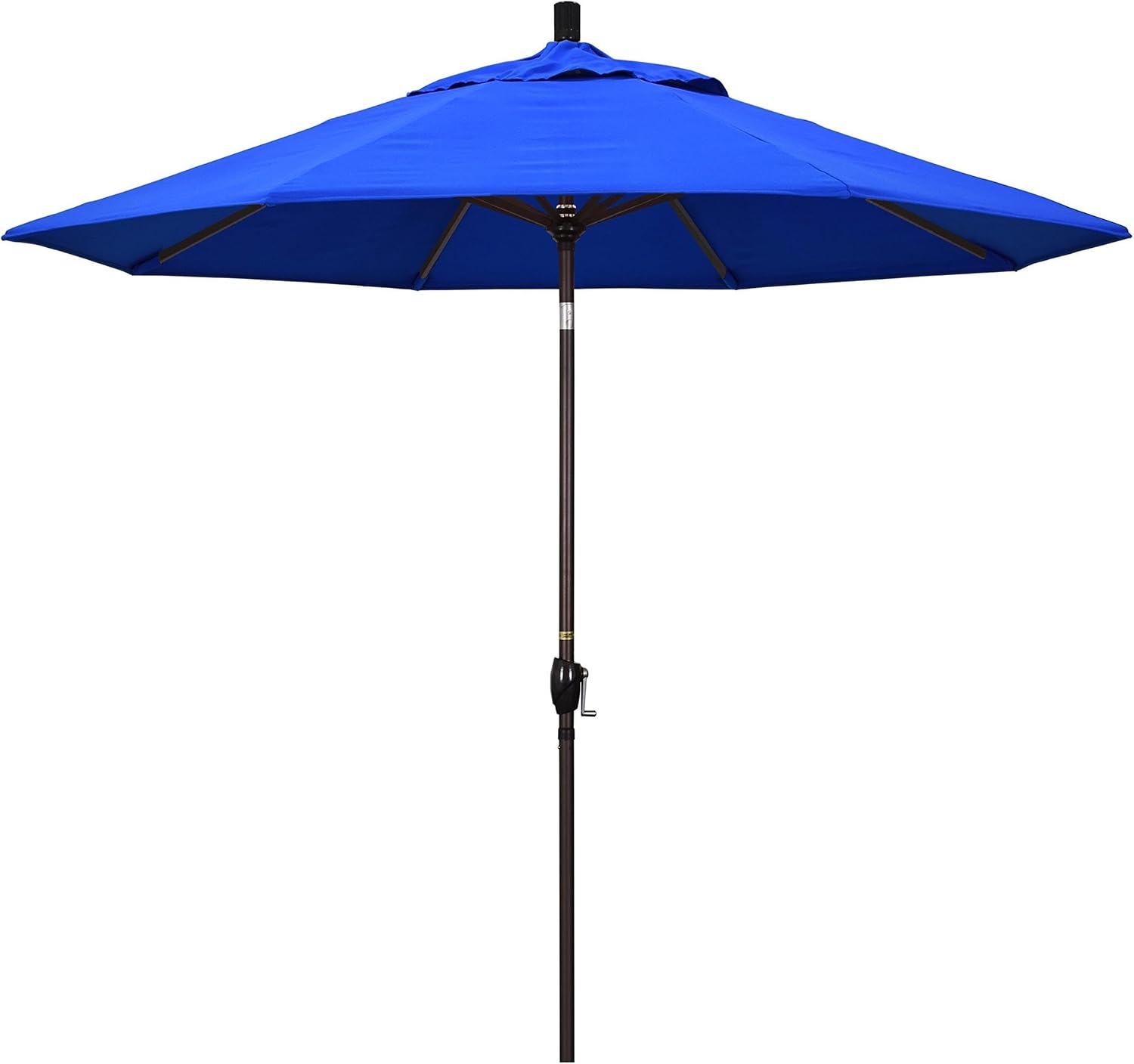 Pemberly Row 9' Patio Umbrella, Pacific Blue Finish, Aluminum Frame, Olefin Fabric, Easy Crank Lift, Push-Button Tilt, Provides 9 Ft Shade for Patios and Terraces, Durable Outdoor Sun Protection