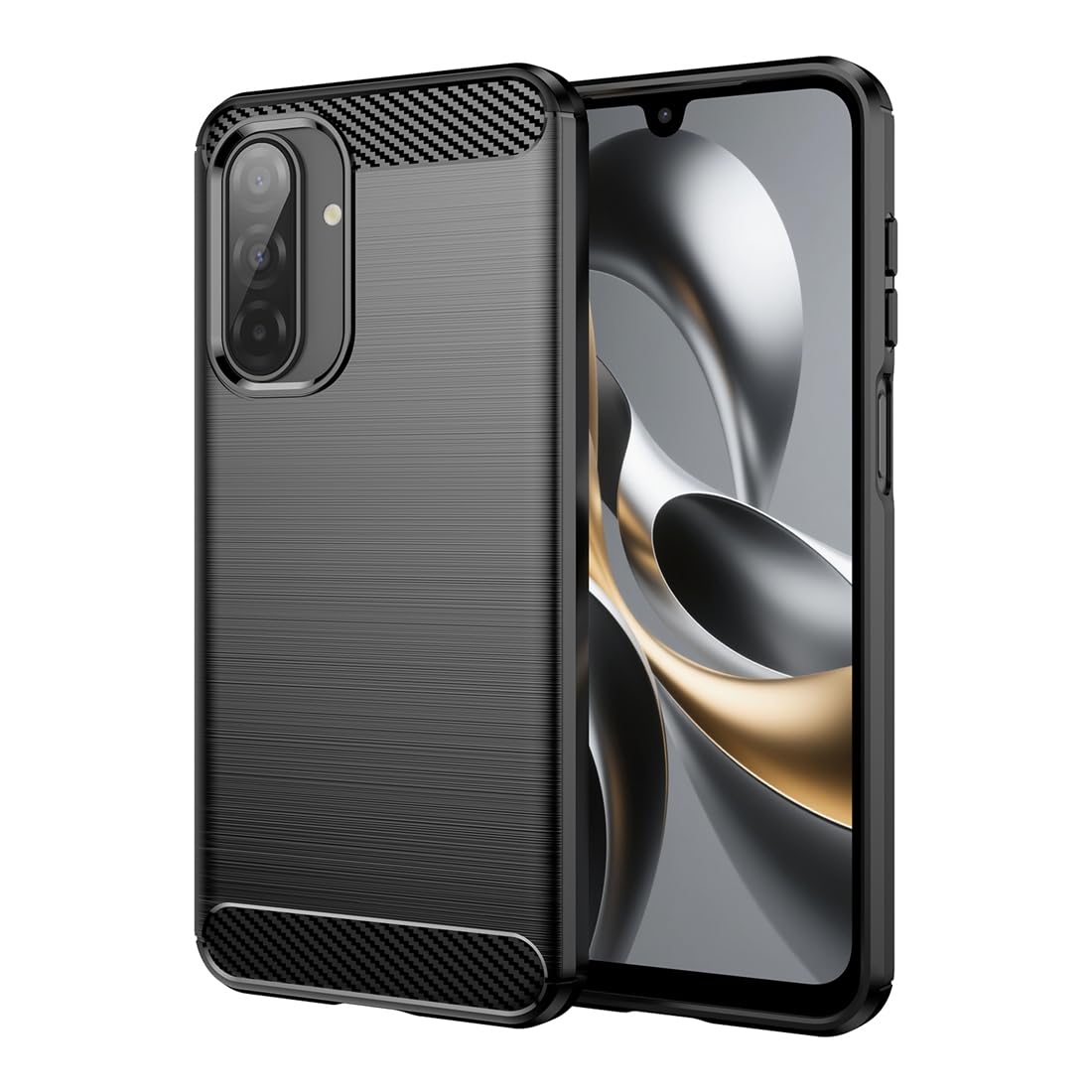 Case for Galaxy A17 Case/Galaxy F17 Cases, Ultra Slim Phone Cover with Shock-Absorption Carbon Fiber TPU Rubber Protective Cover for Samsung Galaxy A17 Black