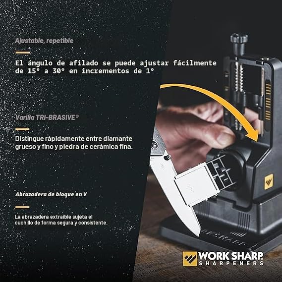WORK SHARP Precision Knife Sharpener - WSBCHPAJ-I Knife Sharpener with Angle Guided Precision Adjustment - World's Best Manual Knife Sharpening Tool