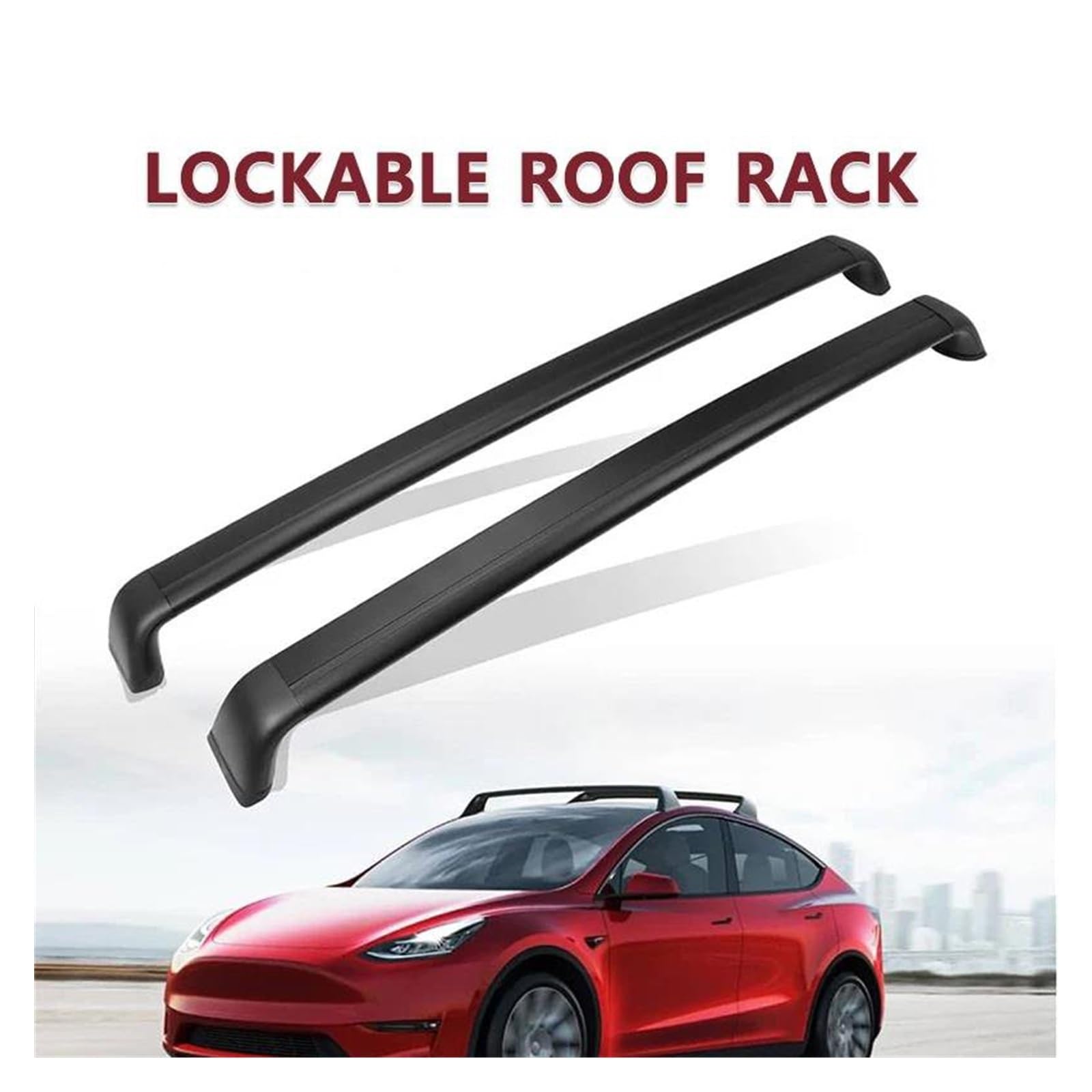 WUYJUN Dachträger Für Tesla Model 3 2020-2021 - Abschließbarer Dachgepäckträger Mit Querstangen