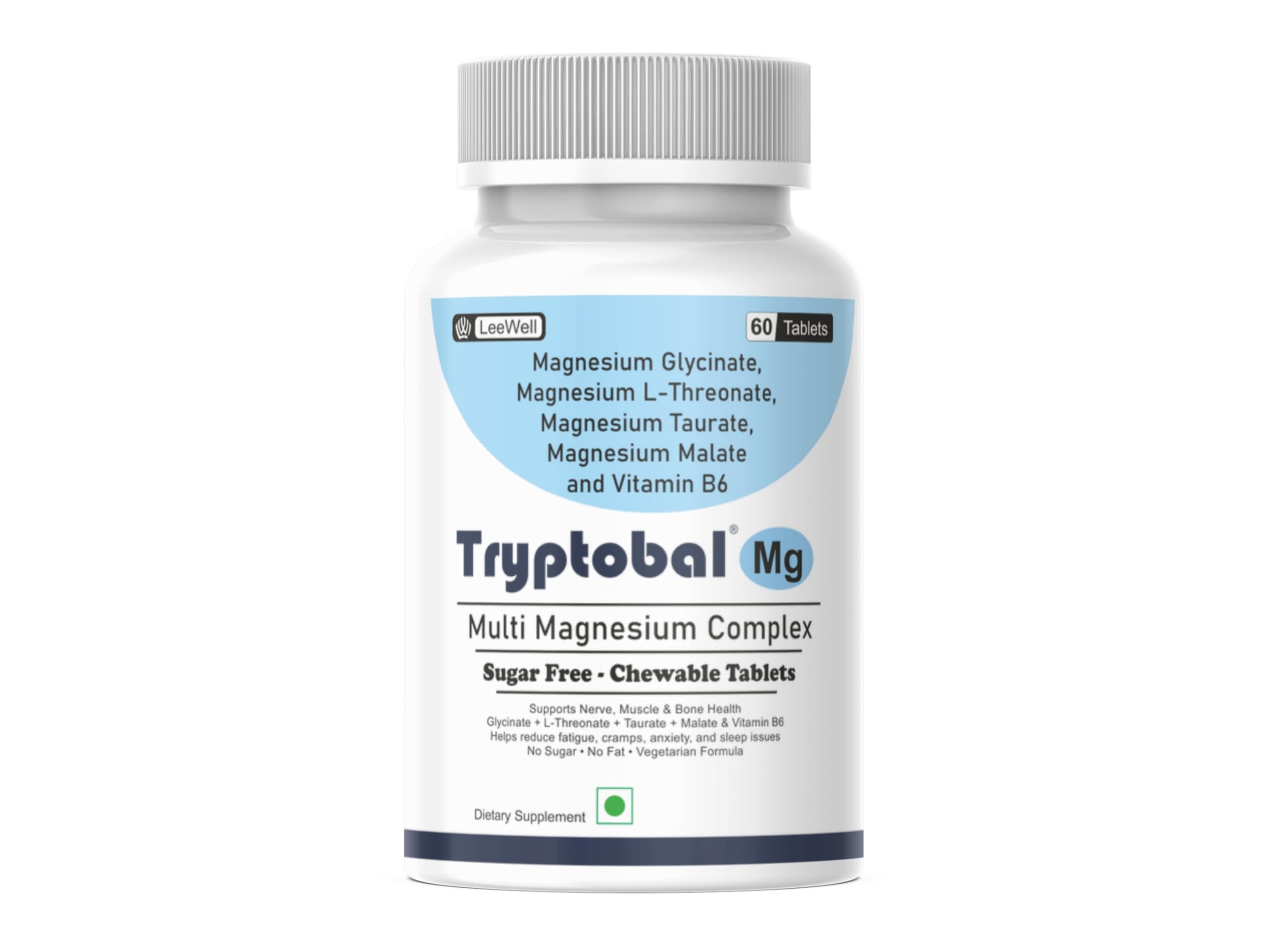 Mg Multi Magnesium Complex (Magnesium L threonate, Magnesium Glycinate, Magnesium Taurate, Magnesium Malate) with Vitamin B6 for Nerve, Muscle, Bone Health -60 Sugar-Free Chewable Tablets-image-24