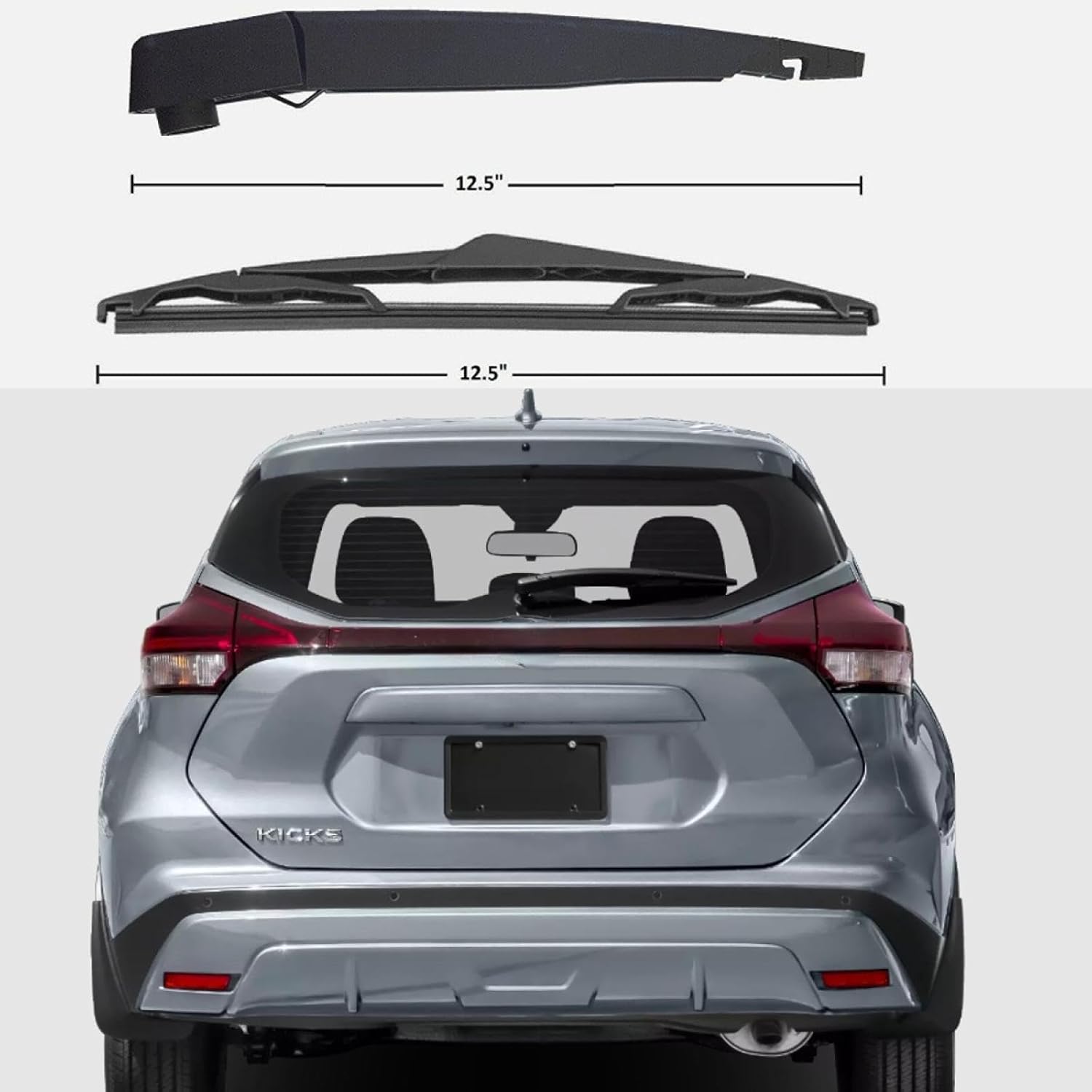 Rear Wiper Blade Arm for Nissan Kicks 2017-2024 Exact for S SR SV Advance Bitono Exclusive Platinum Sense Trims Back Windshield Wiper Blade Set Replacement for 2017 2018 2019 2020 2021 2022 2023 2024