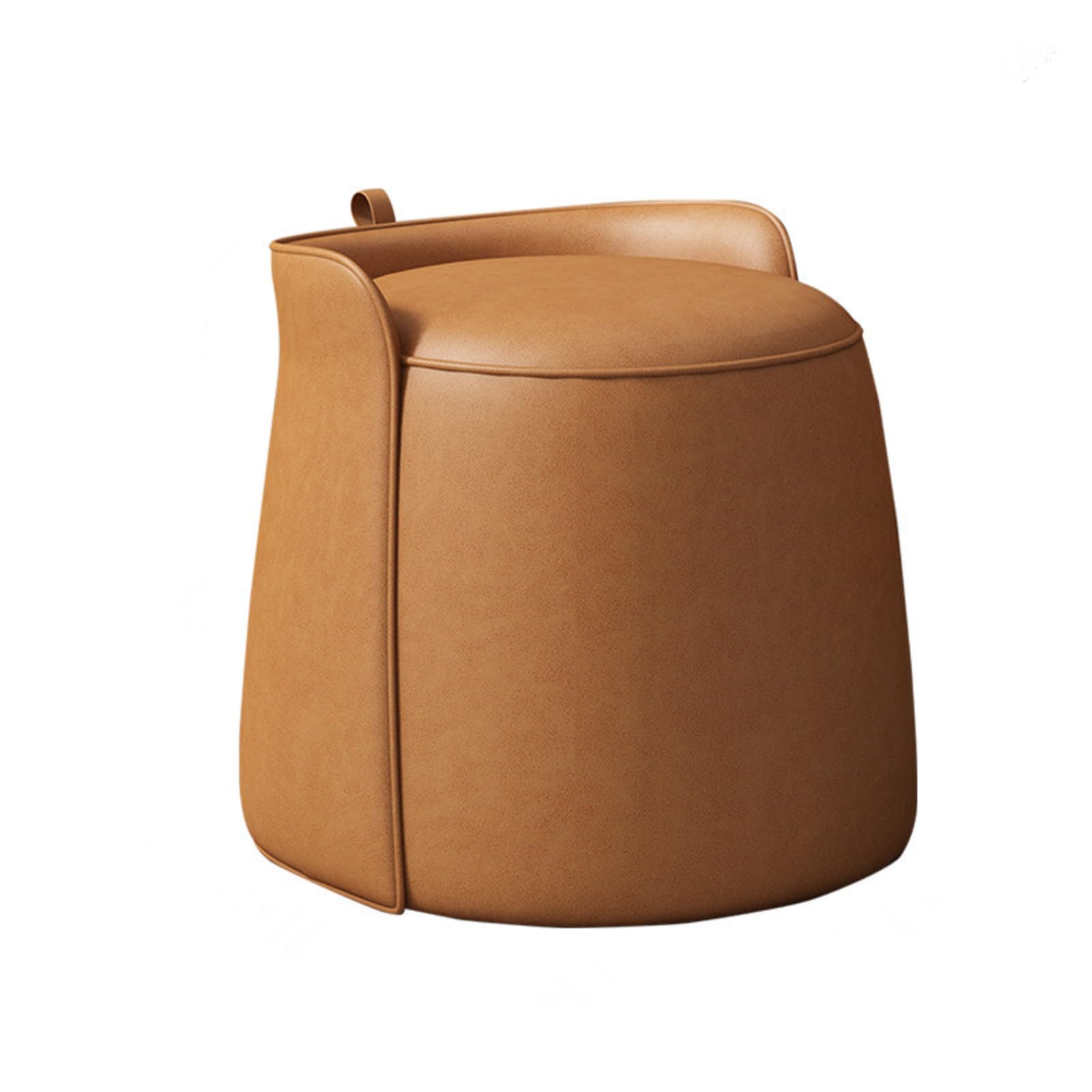 Modern Dresser Makeup Ottoman Stool, Leather Dresser Chair, Round Footstool, Extra Seating for Living Room/Bedroom/Entryway