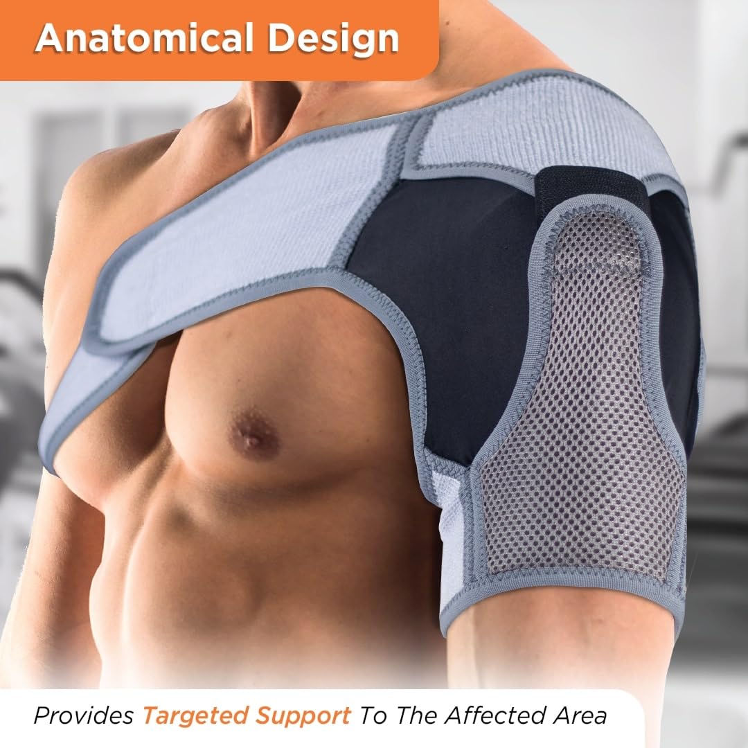 Vissco Shoulder Support, Shoulder Immobilizer With Adjustable Stretchable Strap, Better Immobilization, Pain Reliever For Rotator cuff injury, Post paralysis - Large (Grey) - Image 2 thumbnail