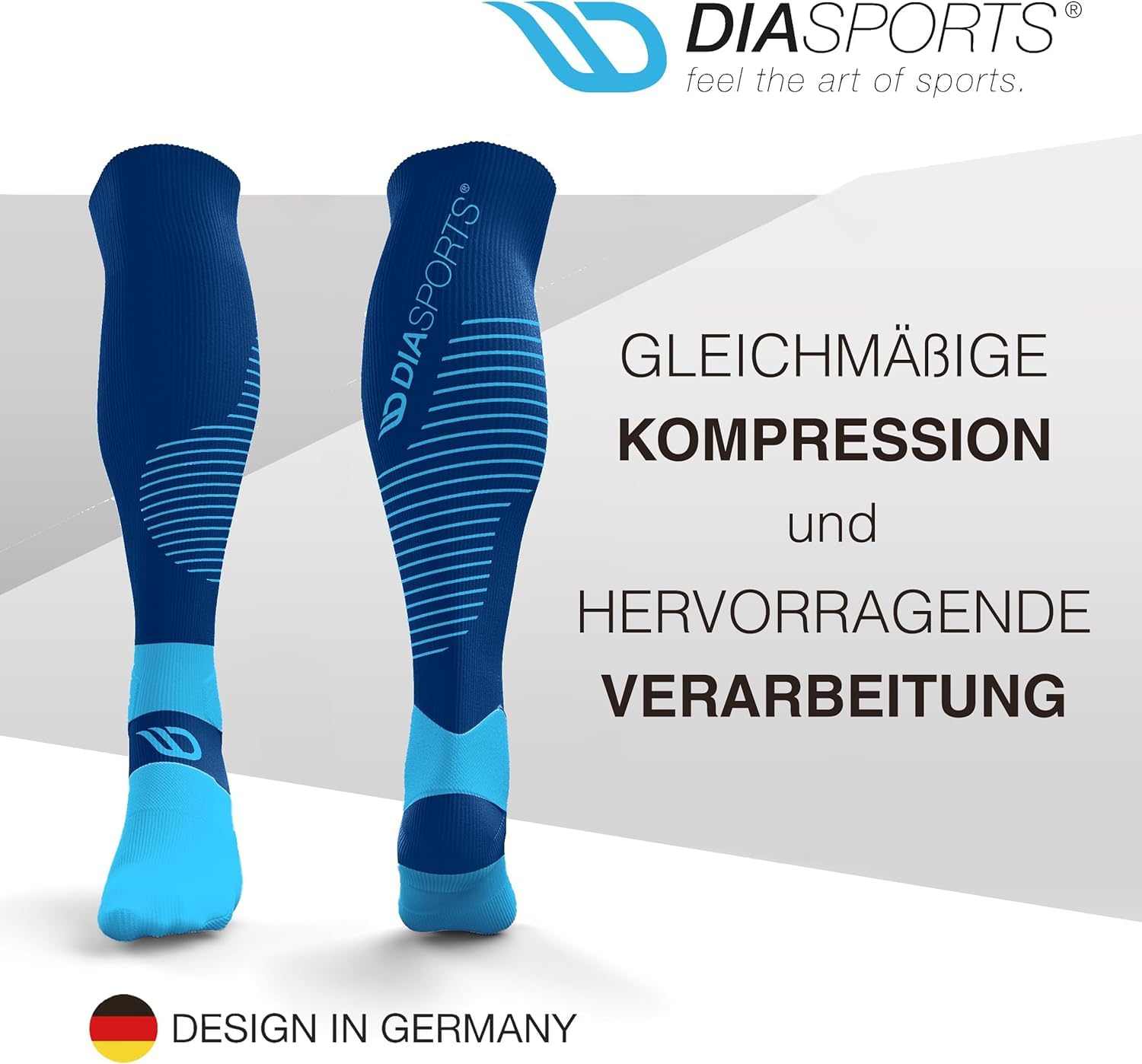 RUNSTARS Kompressionssocken für Sport, Laufen, Marathon und Triathlon I Premium Laufsocken mit gleichmäßiger Kompression und verstärkter Ferse I Kompressionsstrümpfe Herren & Damen