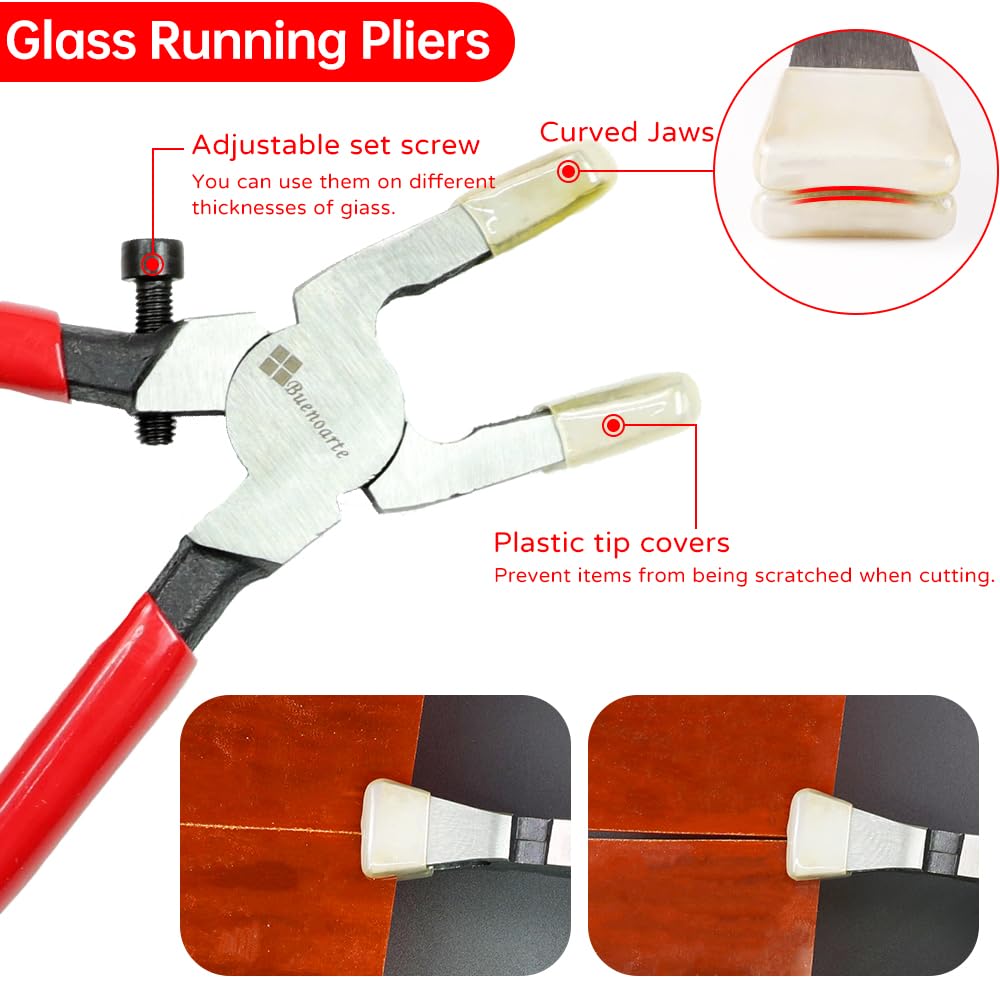Kit 21 Pièces Outils Vitrail - Coupe-verre, Pinces à Briser, Roues Carbure