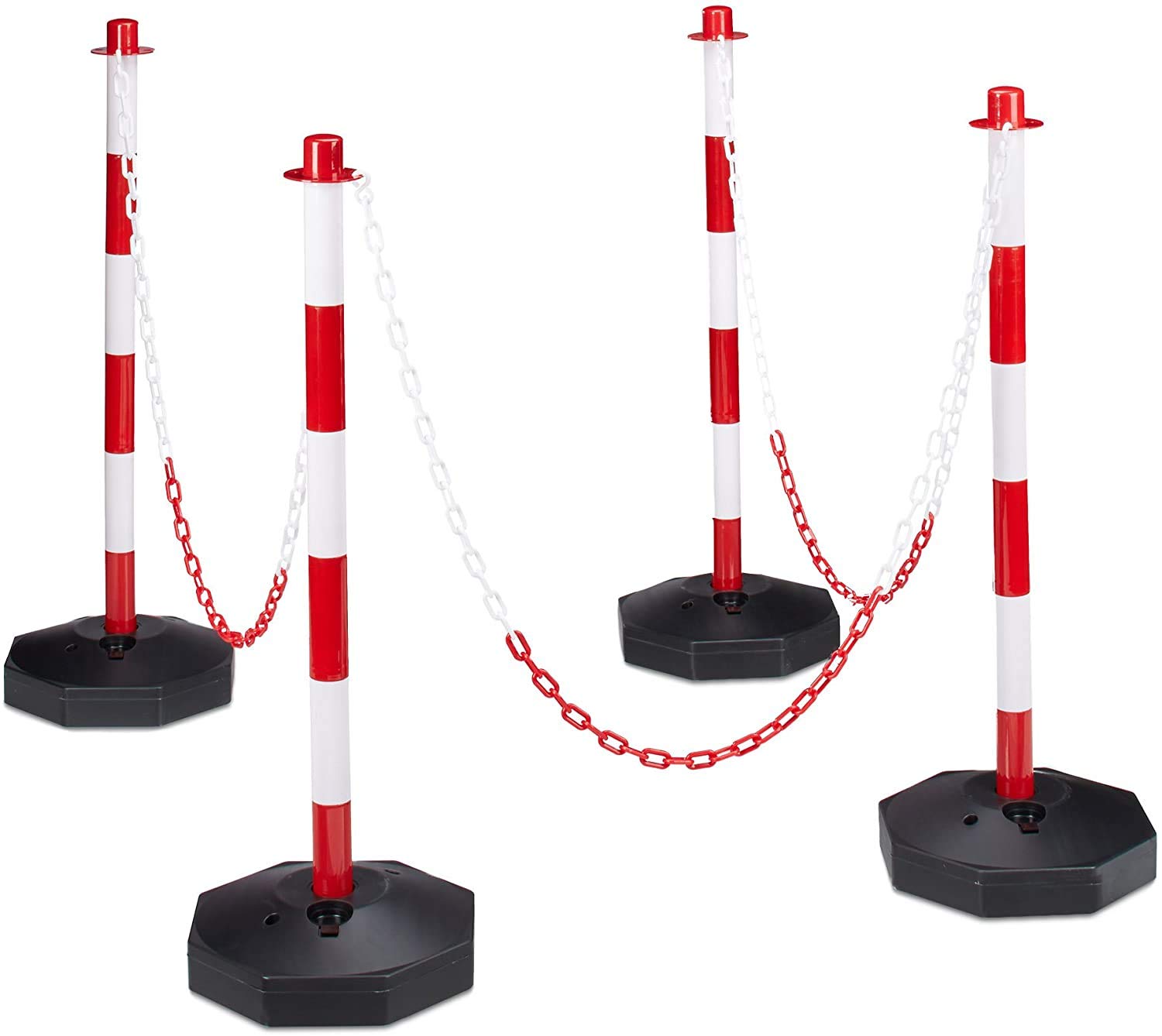 PARKING FACIL | Chaîne En Plastique D'Avertissement Et De Signalisation 6 mm x 25 M | Pour L'Entretien Des Autoroutes, Parkings, Zones Dangereuses | Matériau Résistant | Rouge Et Blanc