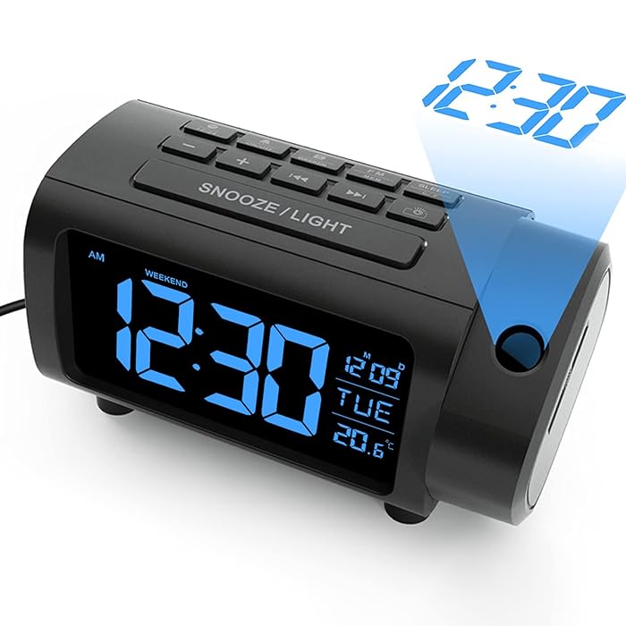 Buy LIORQUE Projection Alarm Clock for Bedroom, Radio Alarm Clock with Projection on Ceiling
