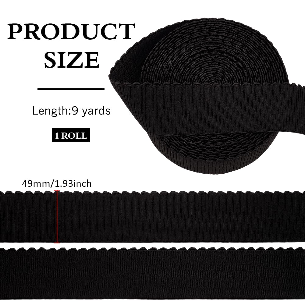MAYJOYDIY 8.2m×49mm Black Comfortable Elastic Band Wider Elasticity Knitting Elastic Band Plush Strap Elastic Bands Trim Ribbon for Sewing Shoulder Waistband Strap Making - Image 2
