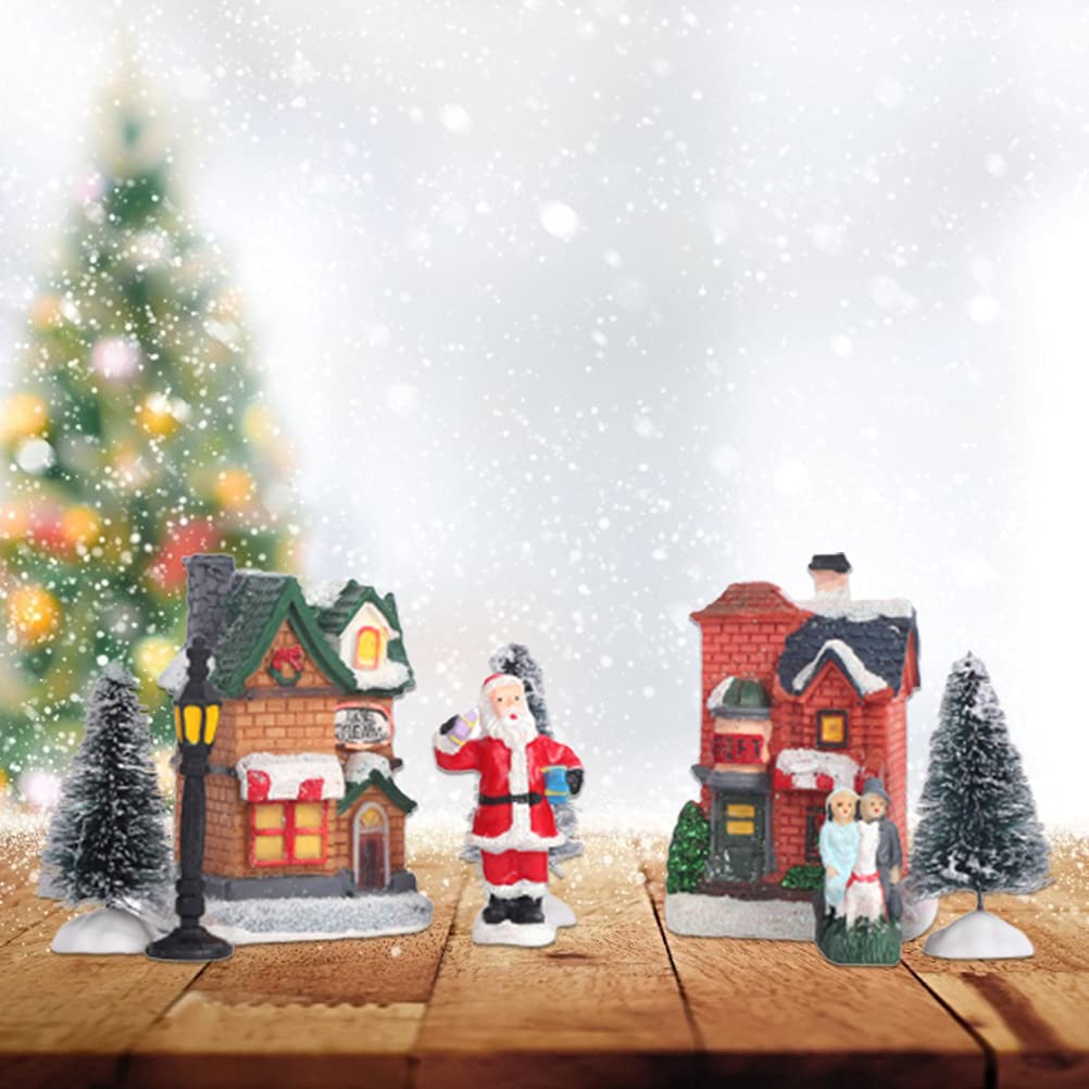 Maisons miniatures lumineuses à LED - Scène de Noël - Village de Noël - Maisons miniatures lumineuses à LED - Cadeau (A)