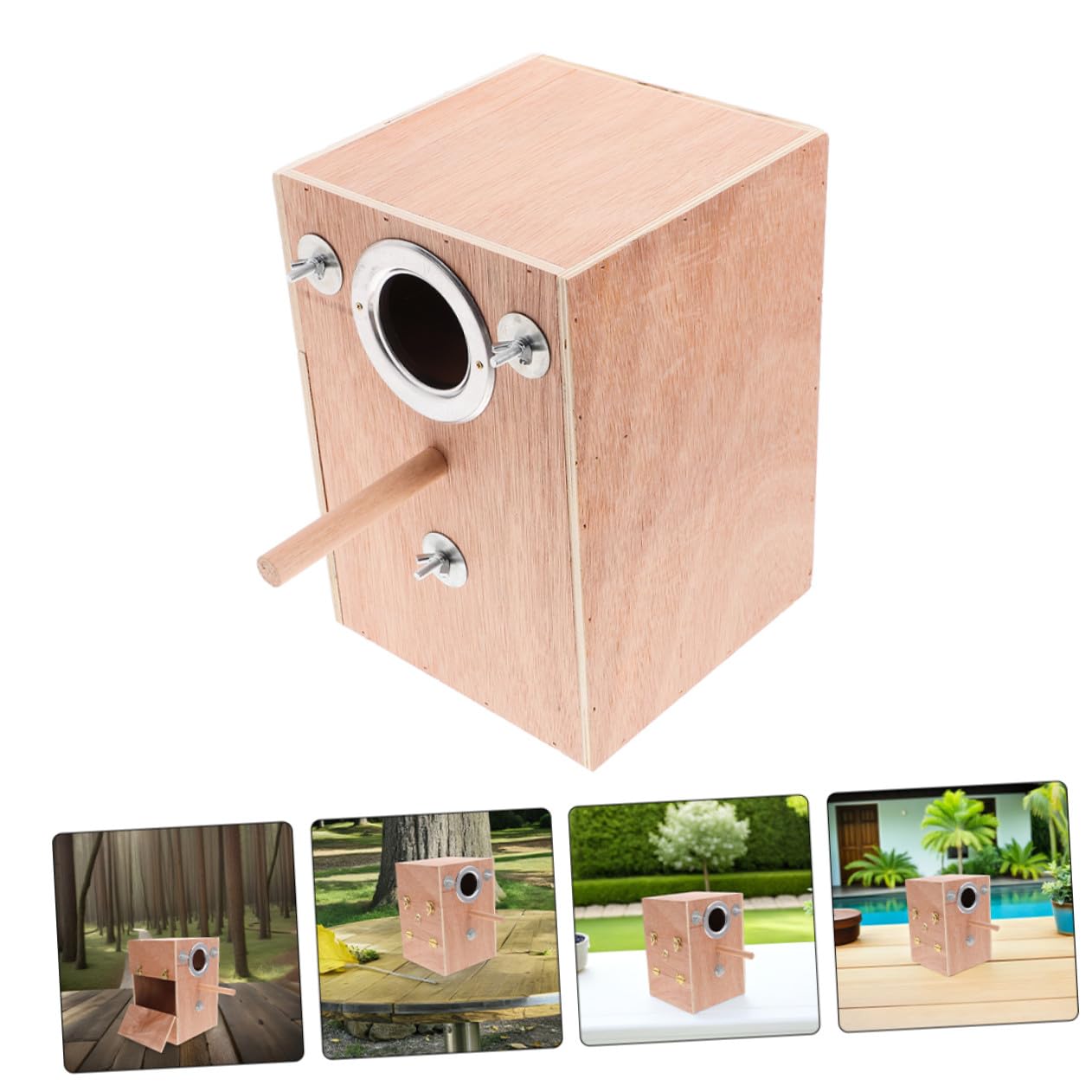 Nido De Cría De Caja De Cría para Casa para Pájaros con Soporte para Percha Madera Caja Nido para Periquitos