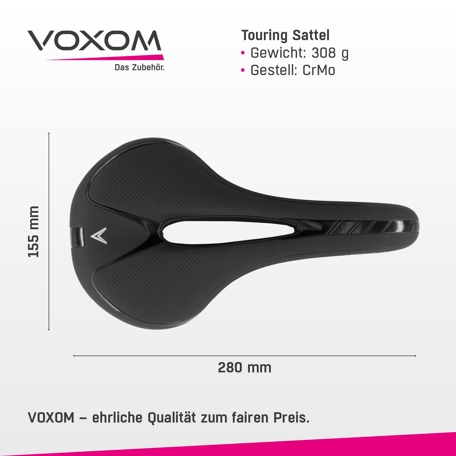Voxom Uni SA1 Sella Da Bici | Telaio In CrMo Con Molle Arc-Tech | Tecnologia High Density | Unica Misura, Nera - 3