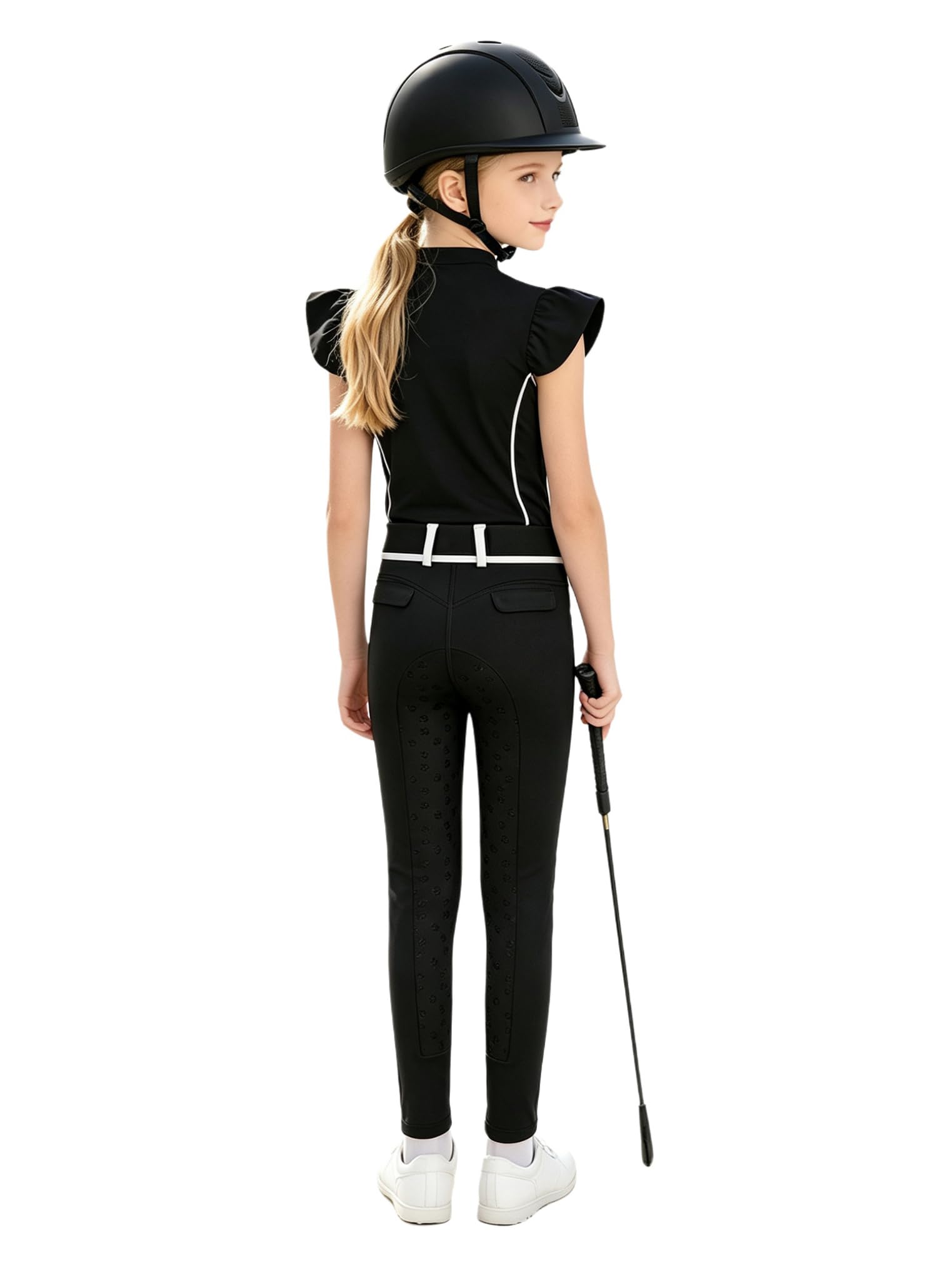 Freebily Bambini Tuta Da Allenamento Corsa Yoga Leggings L'Equitazione | Maglietto Zip Metà,Traspirante,Set Pezzi,Istruzione Scolastica,Pratica,Fitness,Scuola,Jogging,Pattinaggio,Running,Equestre