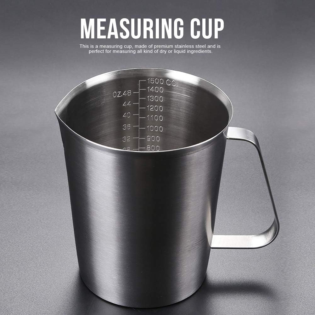 Misurino multifunzione in acciaio inox brocca graduata da 1500 ml Misurino liquido in metallo per cucina cottura cottura