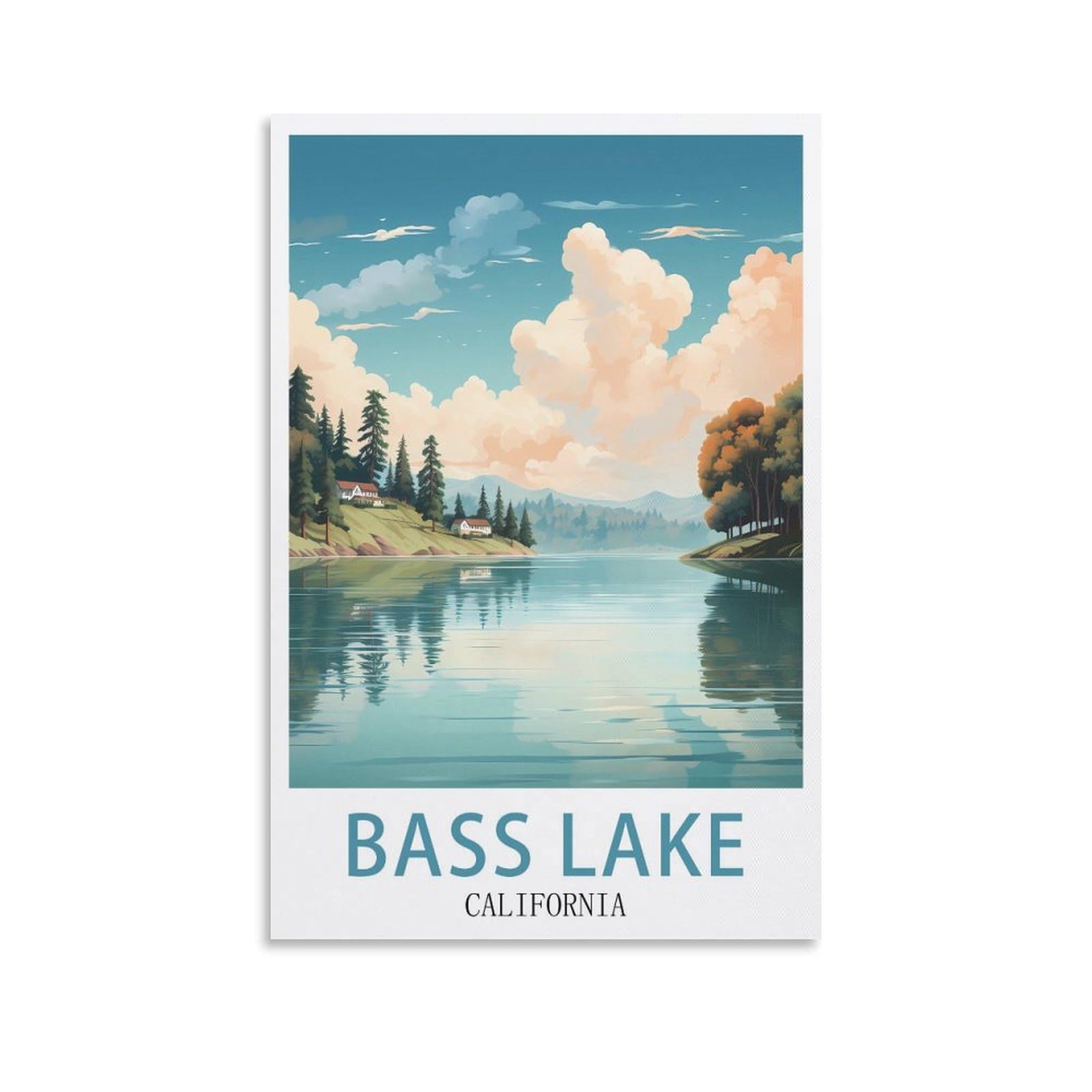 EZMLFA 5D Diamond Art Kits for Beginner,Bass Lake Californias,DIY Round Full Drill Crystal Art Craft Painting for Home Wall Decor 50x60cm