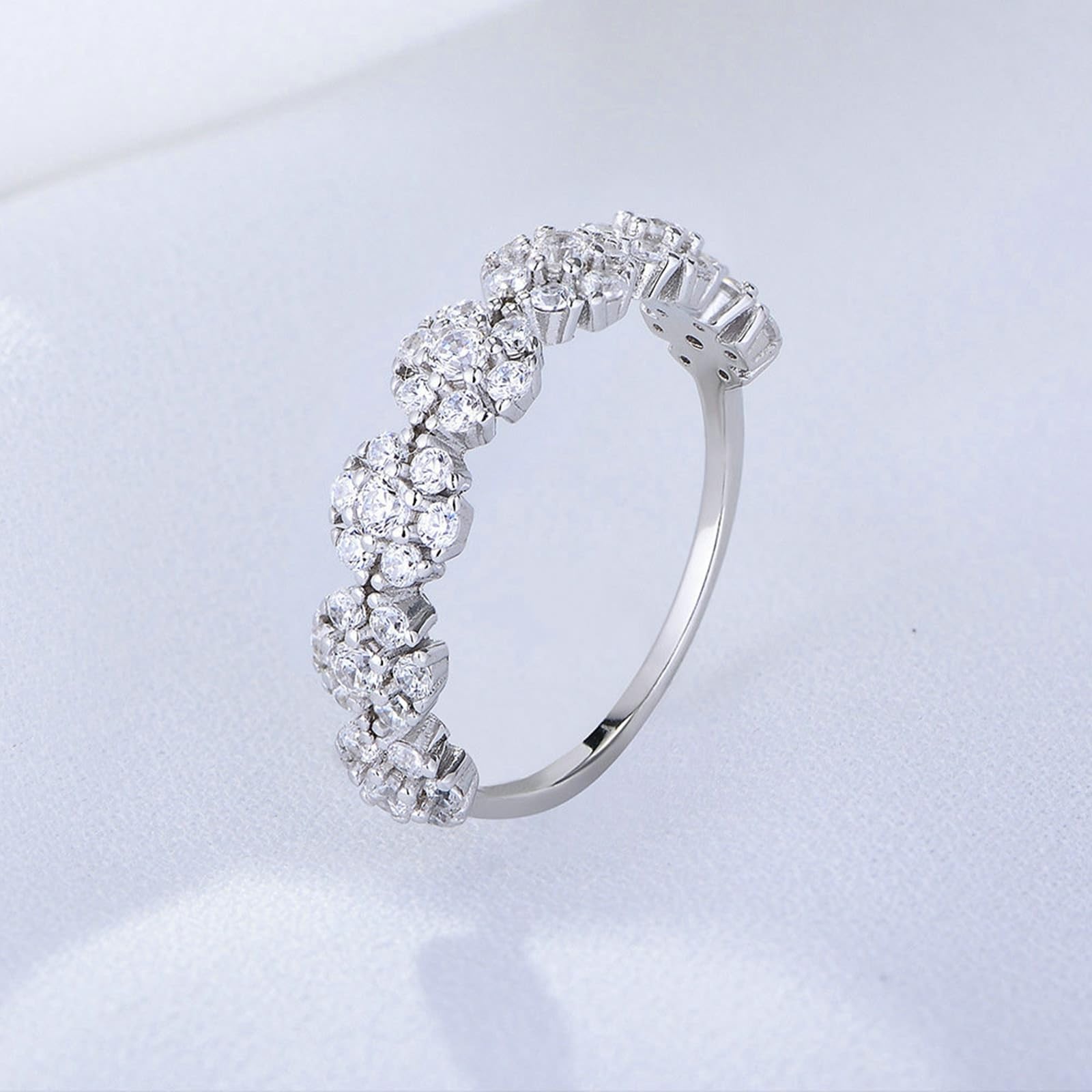 KnSam Anillos de boda Au750 de oro blanco, con diseño de flores de laboratorio, para parejas de oro 750, talla 62 (19,7)