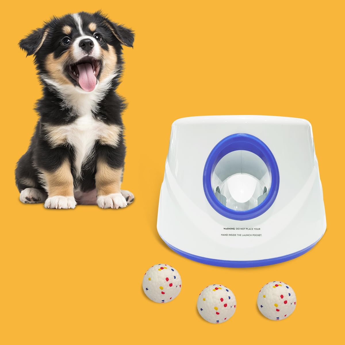 Automatic Ball Launcher For Dogs – Throws Up To 45ft, Includes 6 Tennis Balls, Rechargeable, For Small & Medium Dogs