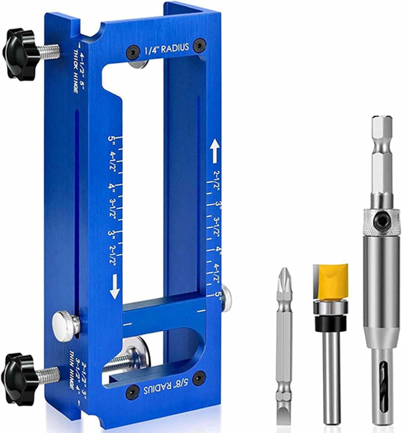 Fafeicy Door Hinge Jig Aluminum Alloy Router Template Kit Easy to Operate Mortising Jig for 2.5in to 5in Door Hinges
