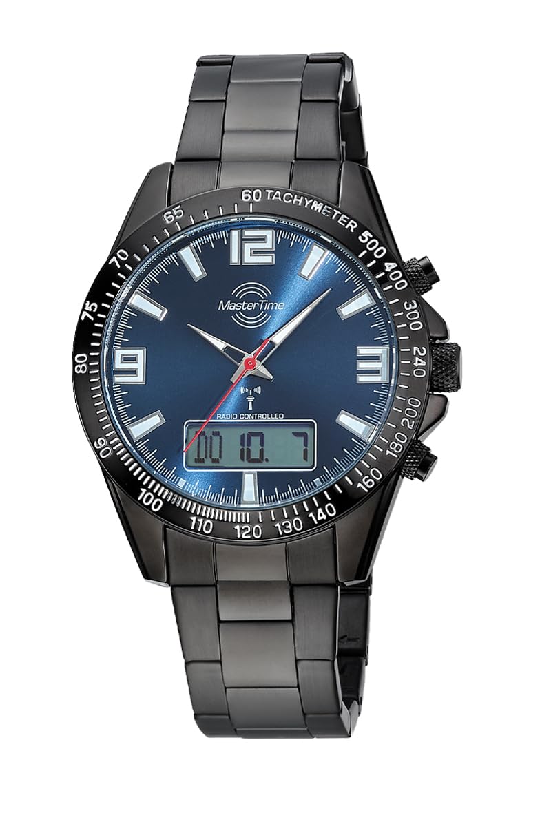 Master Time Funk Quarz Herren Uhr Analog mit digitalem Datum und Edelstahl Armband MTGA-10952-32M