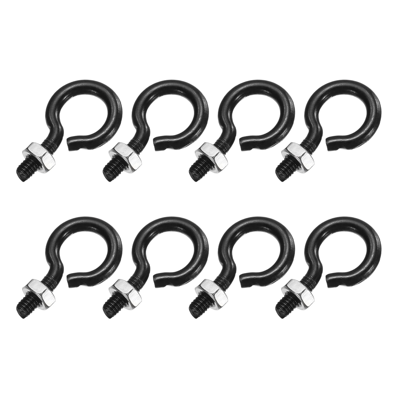 QUARKZMAN 8 Pezzi Anelli Filettati, M3 x 12mm 304 Acciaio Inossidabile Anelli Filettati Neri Con Dado Per Appendere O Fissare Cavi
