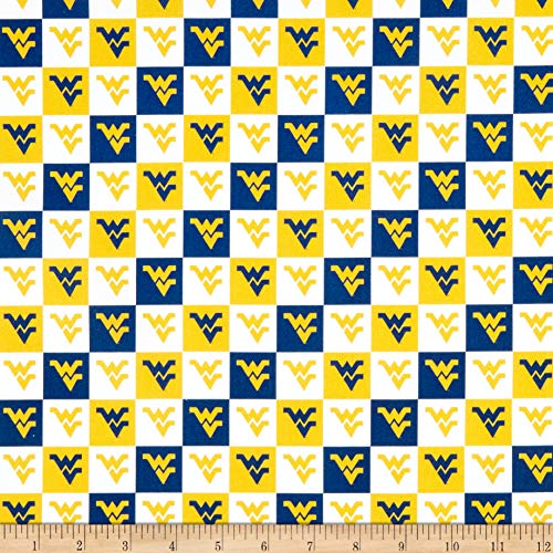 Sykel Enterprises NCAA West Virginia Collegiate Check Multi, Fabric by the Yard