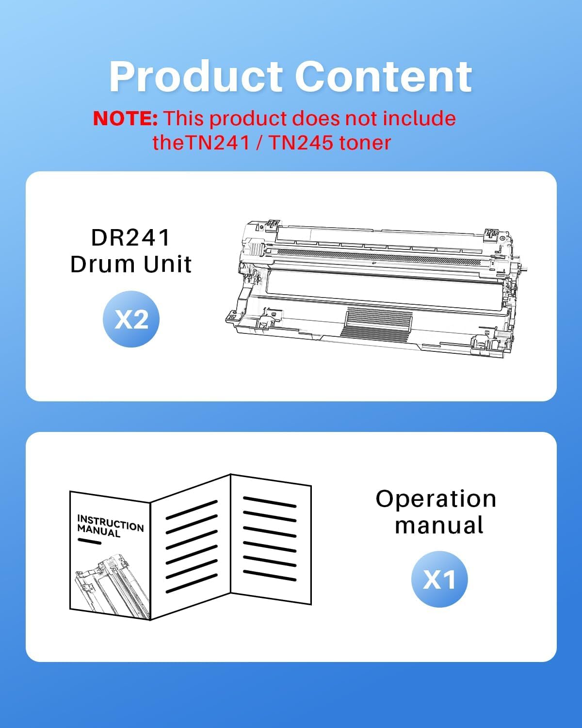 DR-241CL DR241CL Tamburo compatibile per Brother DR241 DR241CL Tamburo per Brother DCP-9015CDW DCP-9017CDW DCP-9022CDW HL-3140CW HL-3142CW MFC-9130CW MFC-9140CDN Stampanti (Nero, 2-Pack)