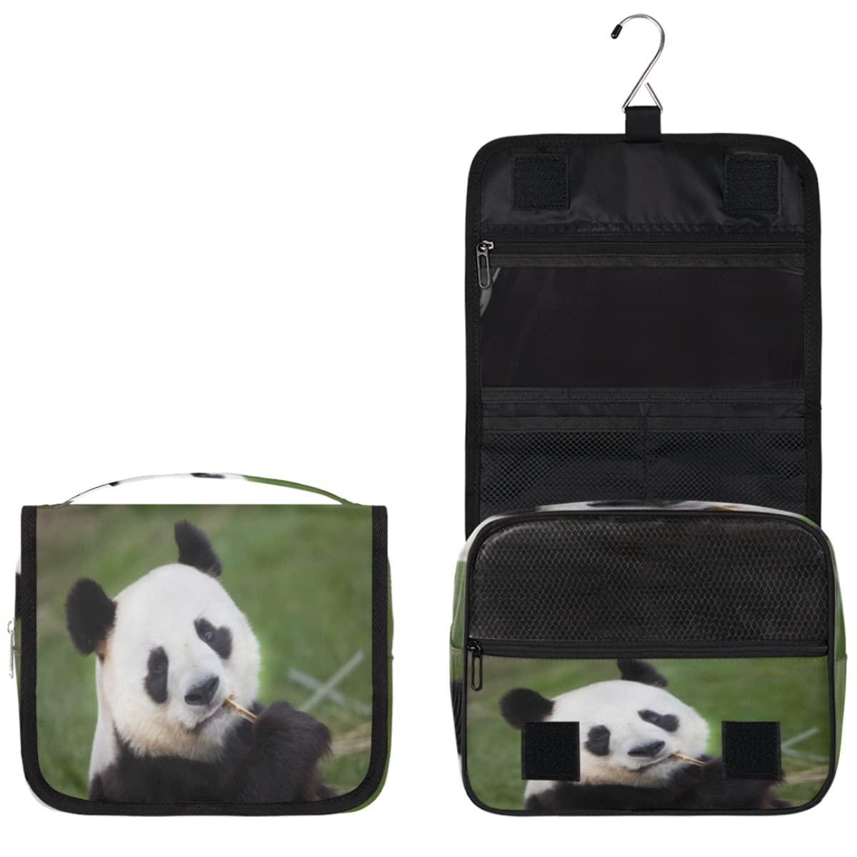 Bolsa de aseo de viaje con diseño de panda, bolsa de lavado unisex para colgar artículos de tocador cosméticos, multicolor, Talla única
