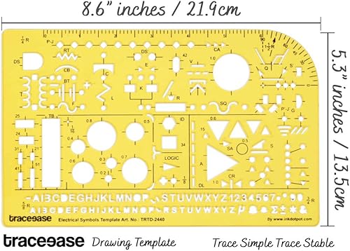 Miniatura 2 de Traceease Plantilla de dibujo eléctrico de símbolos eléctricos Plantilla de dibujo, regla de medición de plantilla de diseño