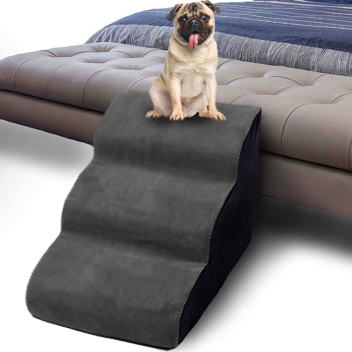 SKADE 3 Tiers Foam Dog Ramps/Steps,15.7 inch High,Non-Slip Dog Stairs,Dog Ramp,Soft Foam Dog Ladder,Best for Dogs Injured,Older Cats,Pets with Joint Pain (Grey) (B09Y8XXDVY) Amazon Price History, Amazon Price Tracker