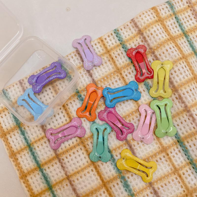 aoozleny 40 Pieces Cute Hair Clips for Dogs 1 Inch Puppy Dog Barrettes Small Bone Hair Clips Multicolor Hair Barrettes