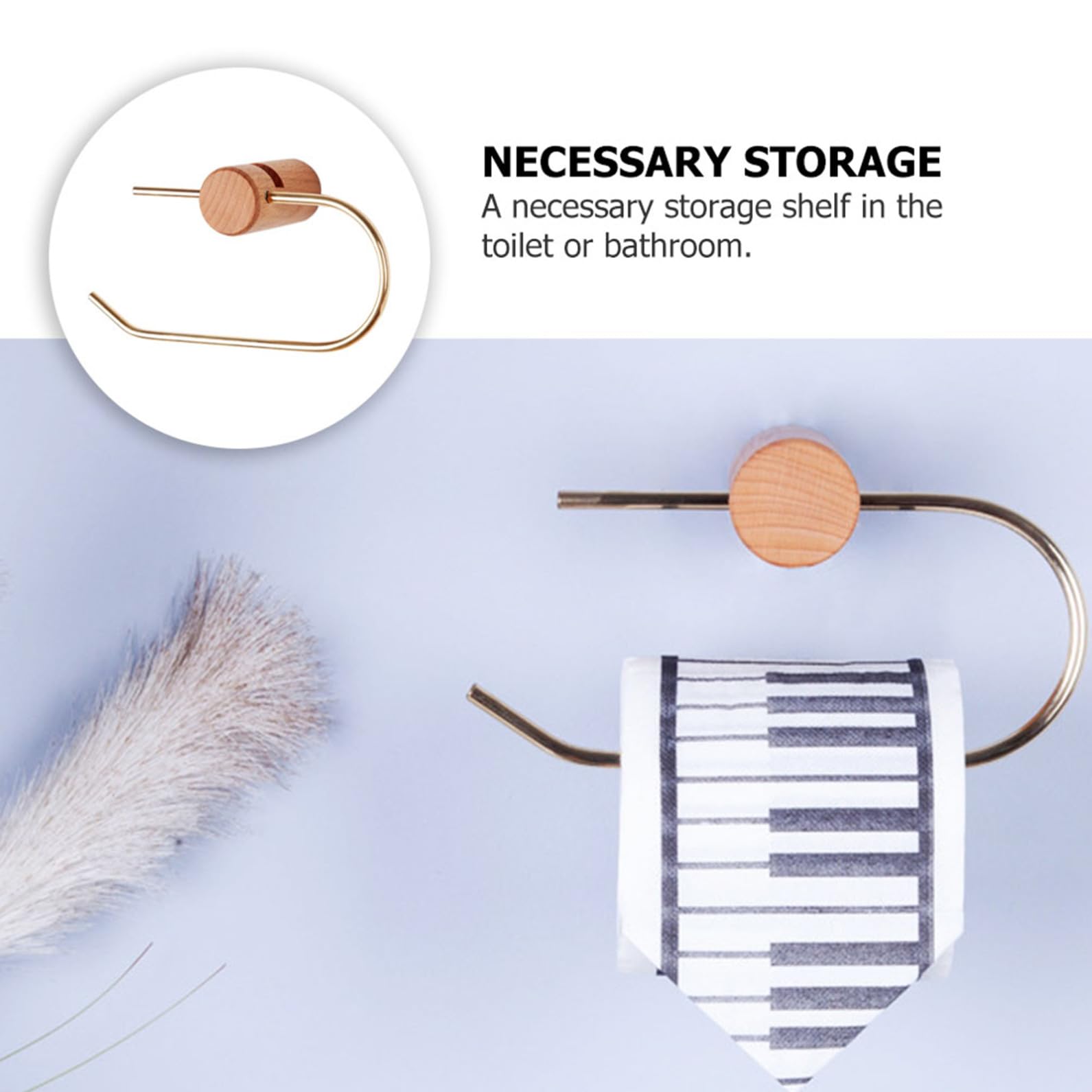 HOMSFOU 2piezas Portarrollos De Papel Higiénico De Natural Soporte Sin Taladros para Baño Organizador Elegante y Funcional para Hogar y Oficina
