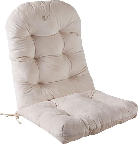 Big Hippo Adirondack - Cojín para silla de interior, con respaldo alto, copetudo, suave y grueso, para uso doméstico (gris)