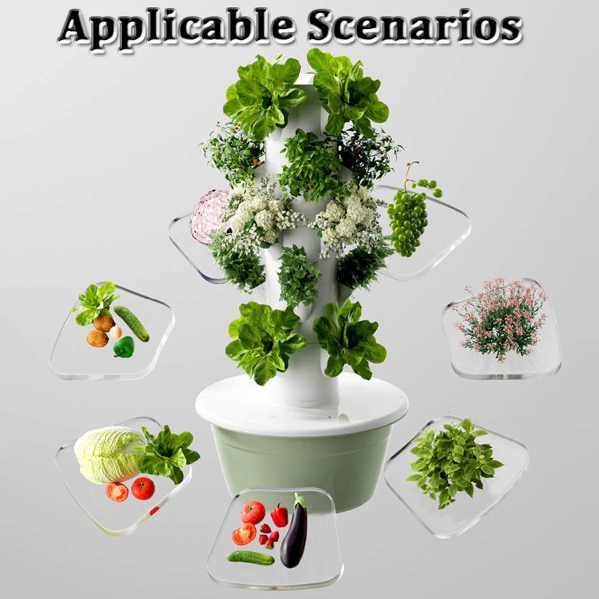 Equipo de Cultivo hidropónico - Jardinera Vertical de 20/28/36 Plantas. Kit de jardín Inteligente para Interior y Exterior con Bomba y depósito de Agua móvil para Frutas(20holes)