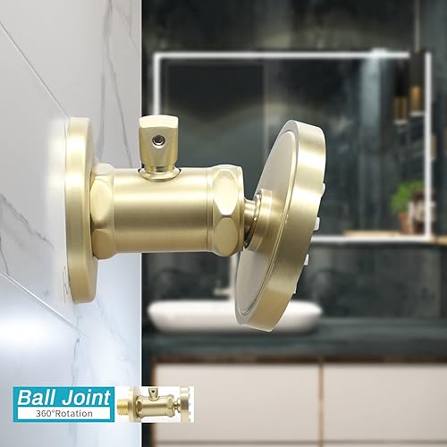 Miniatura 4 de Chorros de ducha de latón macizo con interruptor de encendido y apagado, rociadores de cuerpo de ducha redondos dorados cepillados, chorros de pared