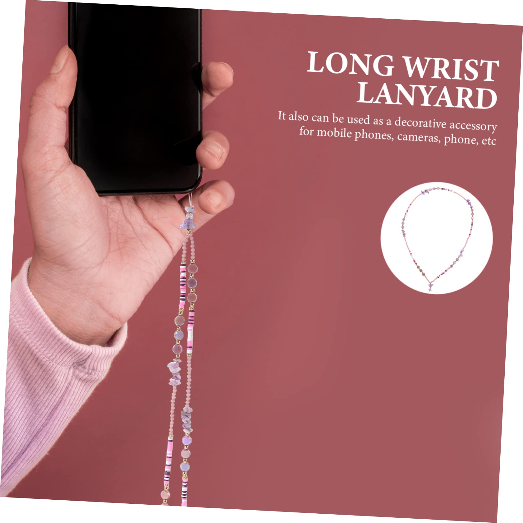 DECHOUS 3st Perlen Telefonkette Schlüsselband Aus Telefonperlen Hängende Handschlaufe Handyanhänger Schlüsselarmband Lanyard Für Frauen Plastik Hängende Kette Intelligent Violett Fräulein