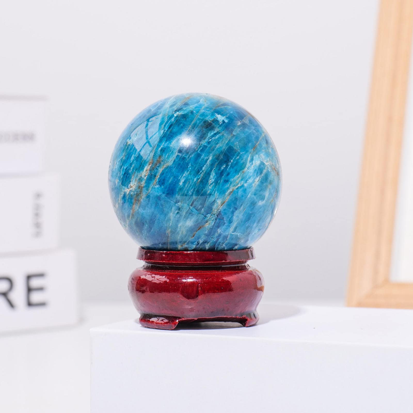 PKNVKZIDK Fluorite Ball Sphere and Quartz Hand Crystal Home Feng Shui Decoration Accessory Stone,Blue Phosphorus-5cm
