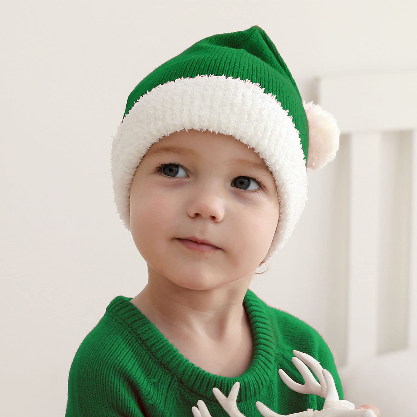 KONVINIT Cappello Babbo Natale Bambino Cappello Rosso Natale Bambina ragazzino cappello natale maglia cappello babbo natale bebe
