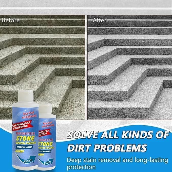 KIRMIT 1Pcs Stone Crystal Plating Brighten Luster Agent for Marble, Granite & Stone, Marble & Granite Floor Cleaner Help to Remove Stains Grease Grime Water Spots Fingerprints Smudges (Pack of 1) 1