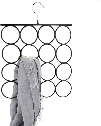 Miniatura 4 de Tosnail Paquete de 3 ganchos en total de 48 anillos de acero antideslizantes para colgar bufandas, organizador de bufandas, soporte para leggings,