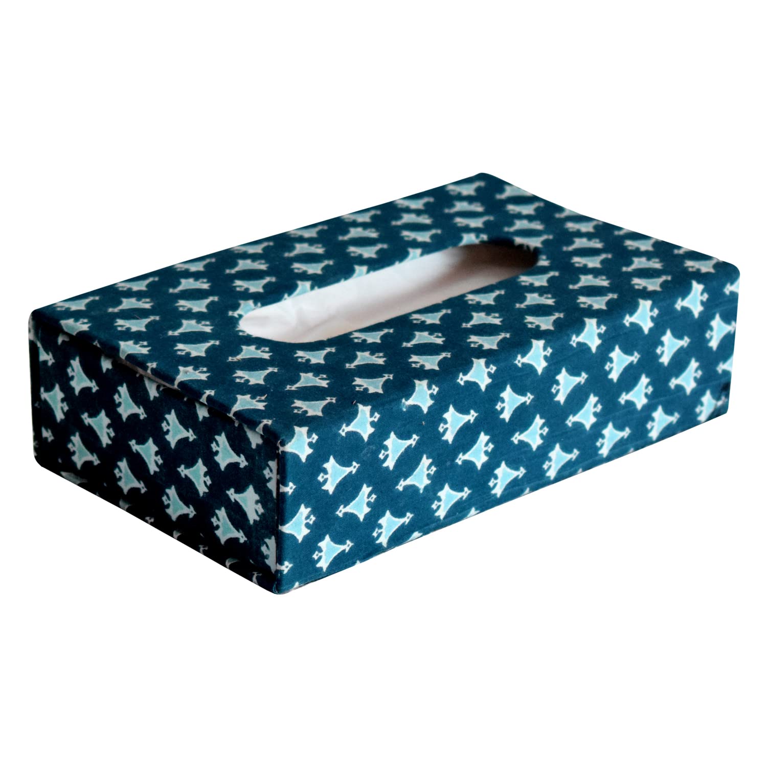 Stylish Buti Print Tissue Box - Blue -2