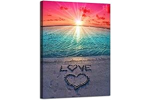 AGCary Beach Love Sunset Poster, Witness a Romantic Horizon