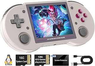 RG353PS Retro Linux OS Handheld Game Console 3.5'' IPS Screen RK3566 64bit Game Player with 128G TF Card Preload 4519 Classic Games Built in 3500mAh Battery Compatible with 5G WiFi and 4.2 Bluetooth