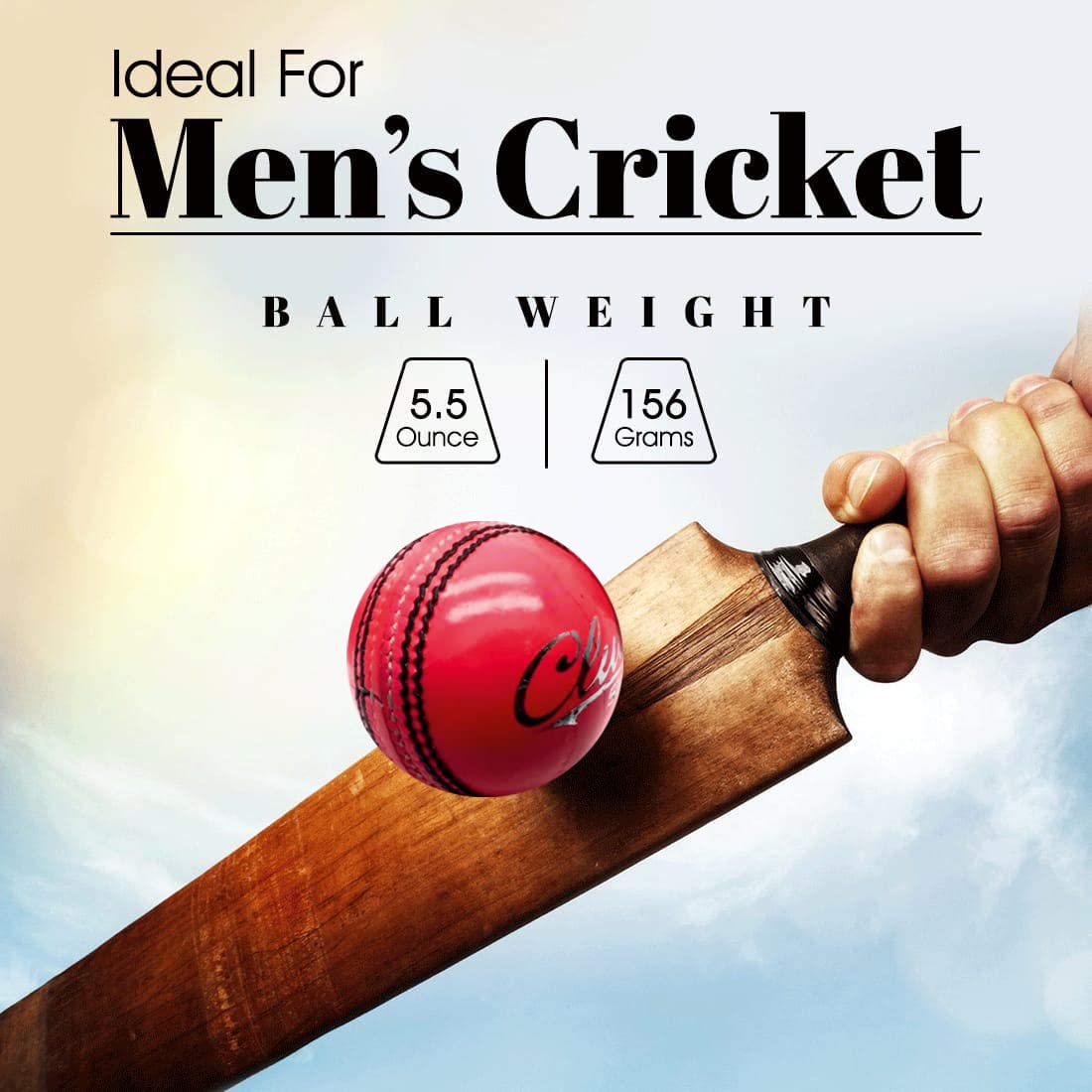 Club County Lot de 6 balles de Cricket Officielles pour Homme Cousues à la Main Grade A Poids 156 g
