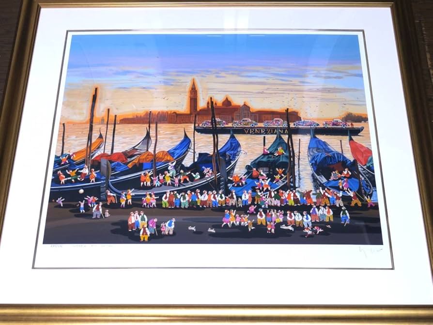 バーガス　　絵画 ヒロ・ヤマガタ】アースリーインベニスシルクスクリーン山形博導額装可